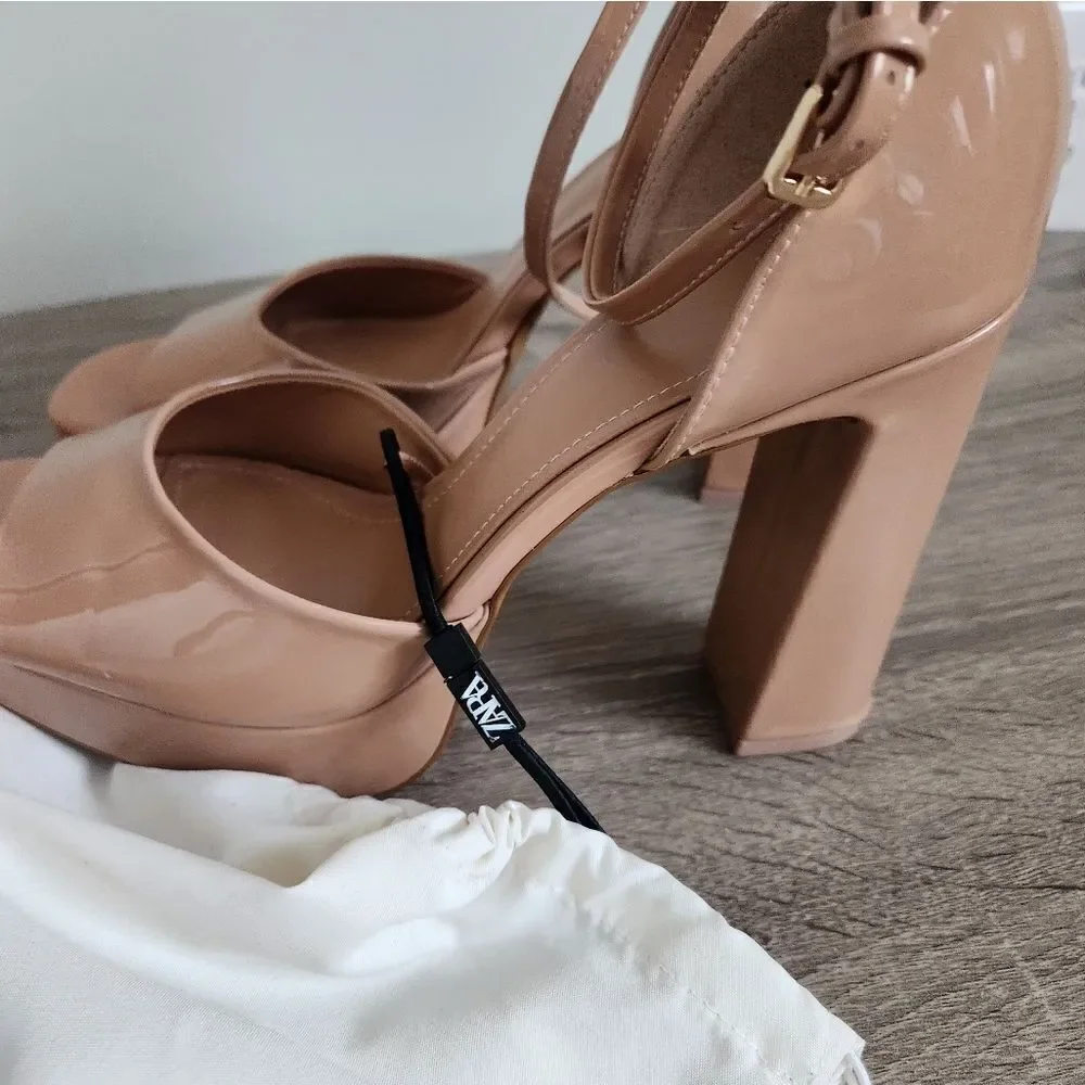 ZARA NEW WOMEN'S  CHUNKY HIGH HEELED FAUX PATENT LEATHER EFFECT PLATFORM  US 10 - Picture 5 of 5